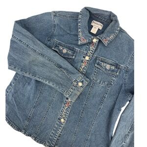 Pendleton Vintage Embroidered Denim Trucker Jacket Floral Paisley Classic Boho